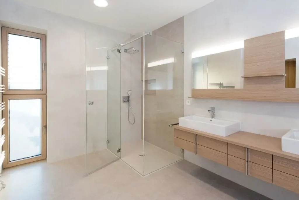 modern bathroom with walk-in shower
